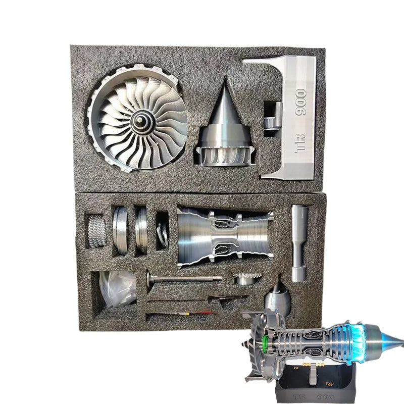 New Aircraft Engine Assembly Model Turbofan Engine Adjustable Speed Model Desktop Gift Ornaments USB with Light