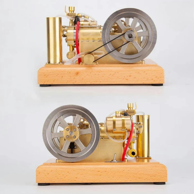 H76 Horizontal Twin Cylinder Engine Model Stainless Steel Brass Engine Mechanical Collection