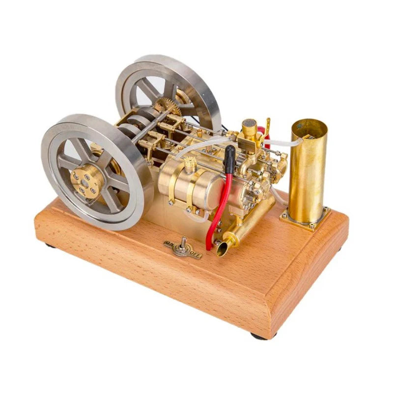 H76 Horizontal Twin Cylinder Engine Model Stainless Steel Brass Engine Mechanical Collection