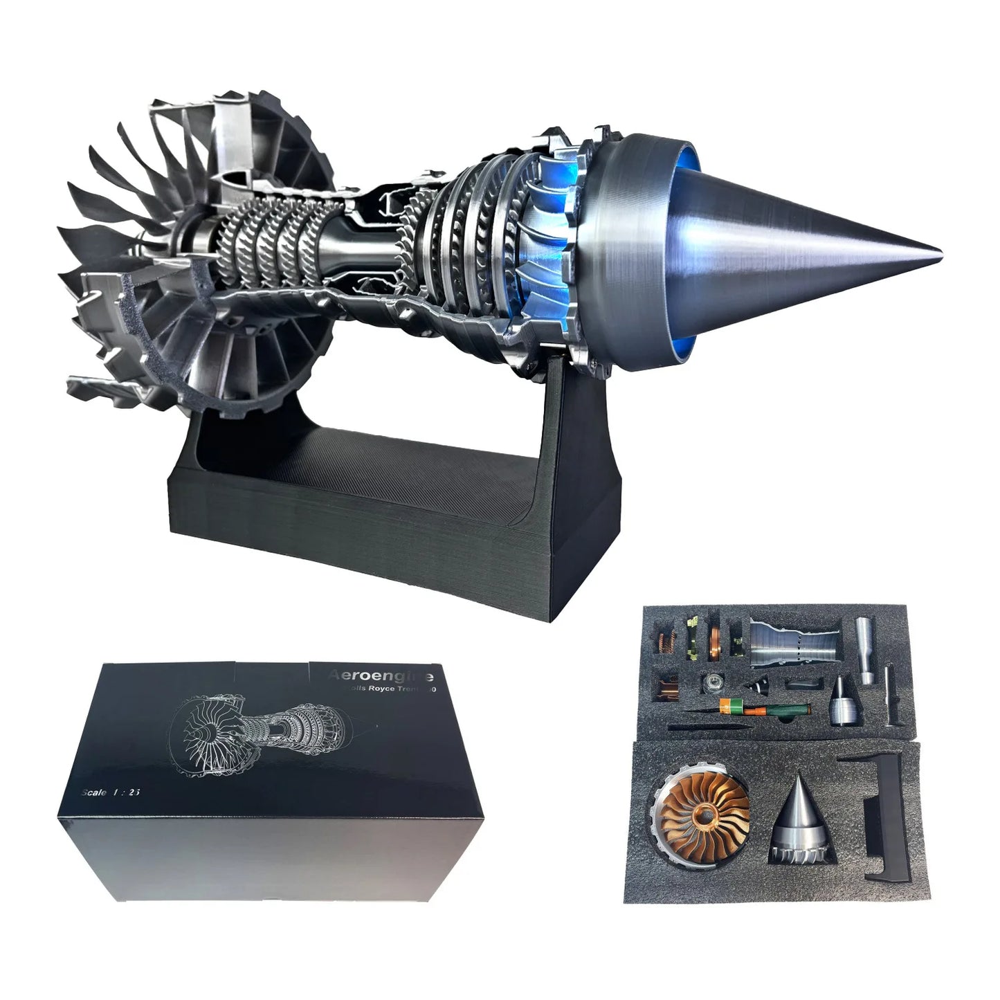 Aircraft engine model can start aircraft turbine engine assembly toy ornament, children's birthday gift