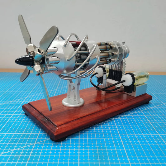 Hot Air 16 Cylinder Stirling Engine Model Double Gas Tank Stainless Steel Swash Plate Engine Physics Puzzle Science Gift Toy