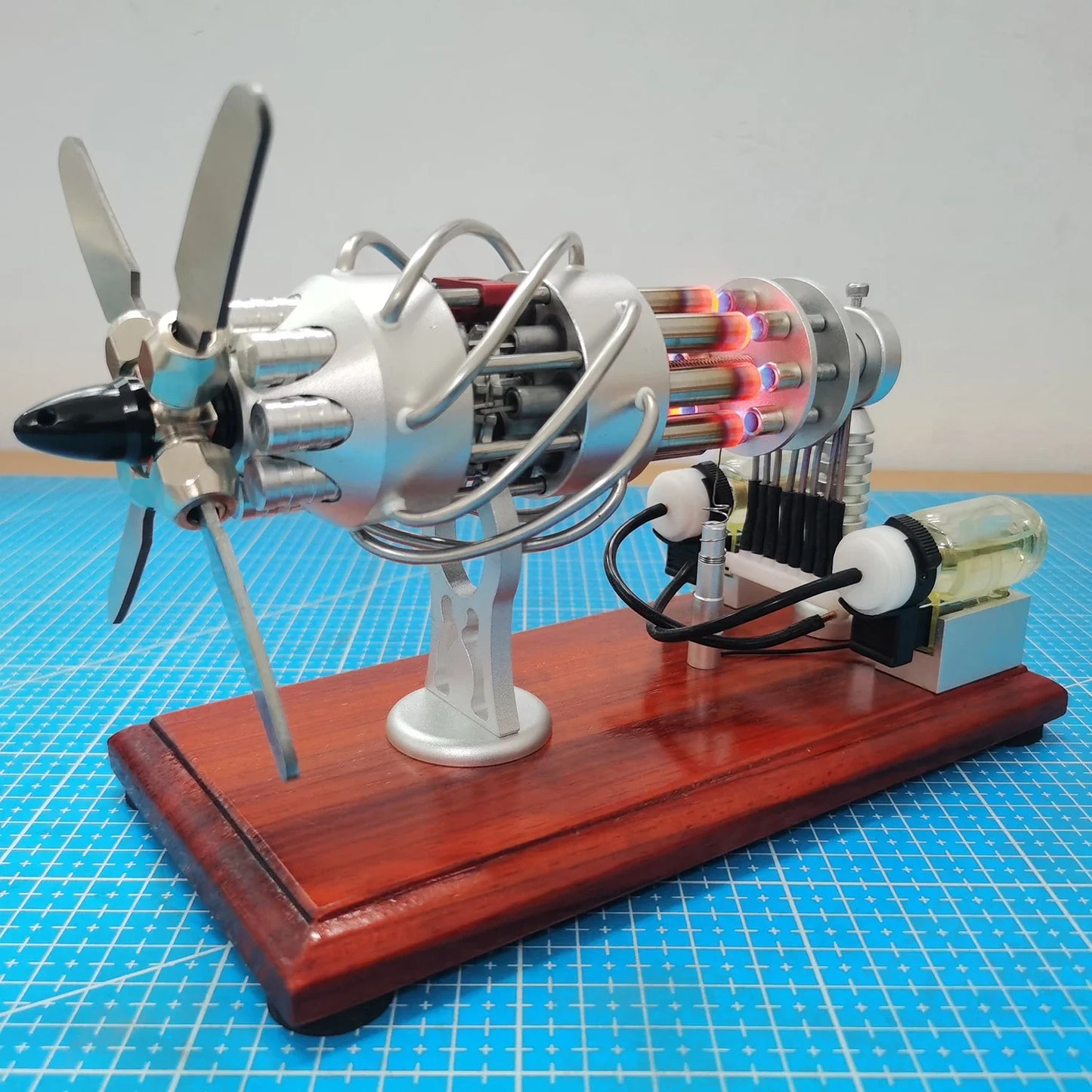Hot Air 16 Cylinder Stirling Engine Model Double Gas Tank Stainless Steel Swash Plate Engine Physics Puzzle Science Gift Toy