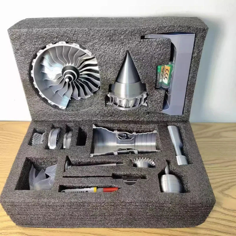New Aircraft Engine Assembly Model Turbofan Engine Adjustable Speed Model Desktop Gift Ornaments USB with Light
