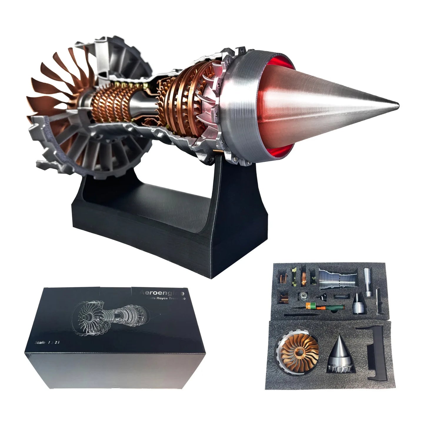 Aircraft engine model can start aircraft turbine engine assembly toy ornament, children's birthday gift