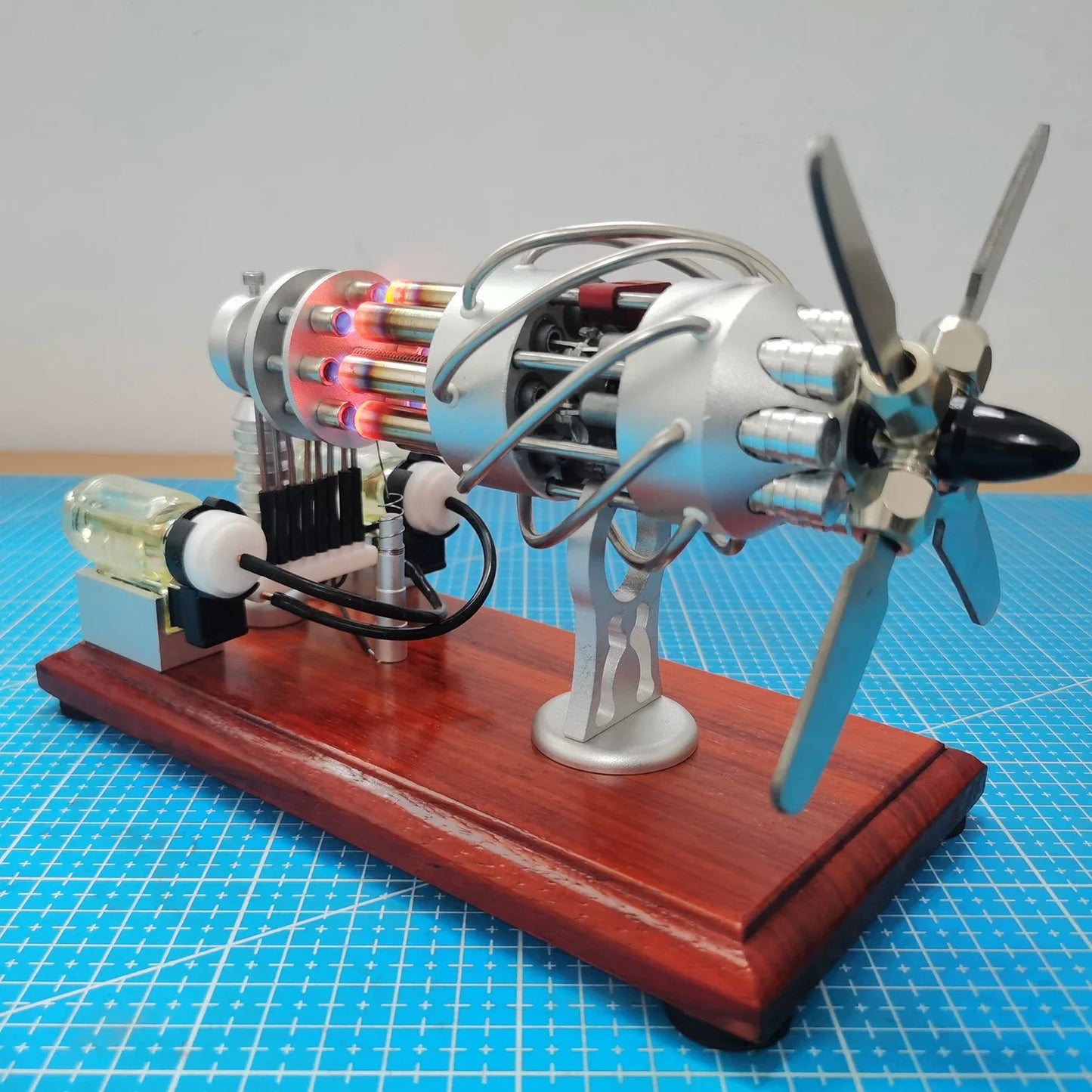 Hot Air 16 Cylinder Stirling Engine Model Double Gas Tank Stainless Steel Swash Plate Engine Physics Puzzle Science Gift Toy