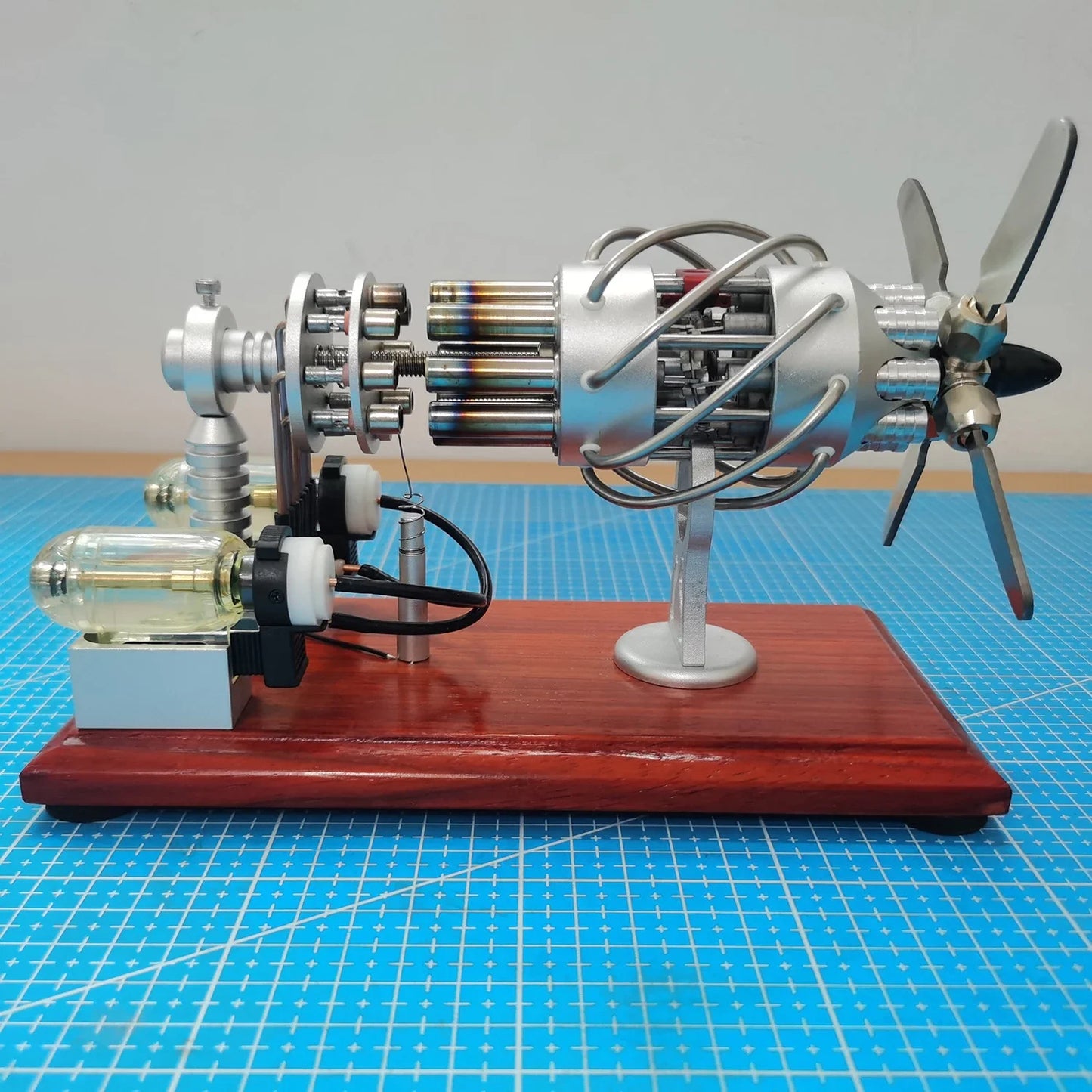 Hot Air 16 Cylinder Stirling Engine Model Double Gas Tank Stainless Steel Swash Plate Engine Physics Puzzle Science Gift Toy