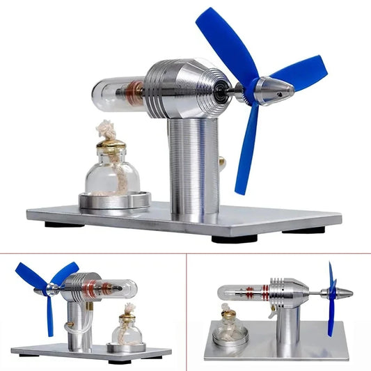 Stirling Fan Engine Model Metal Material Steam Physics Science Experiment Engine Educational Model Toy