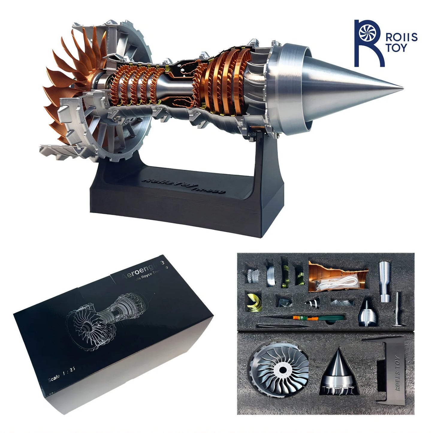 Aircraft engine model can start aircraft turbine engine assembly toy ornament, children's birthday gift